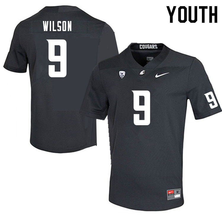 Youth #9 Ben Wilson Washington State Cougars College Football Jerseys Sale-Charcoal - Click Image to Close